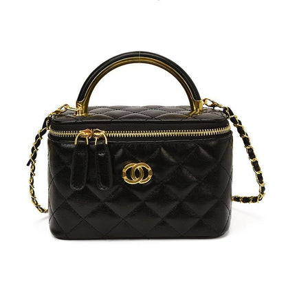 Classic Brown Diamond-Quilted Chain Bag