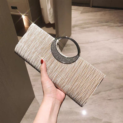 Pleated Ring-Handle Evening Handbag