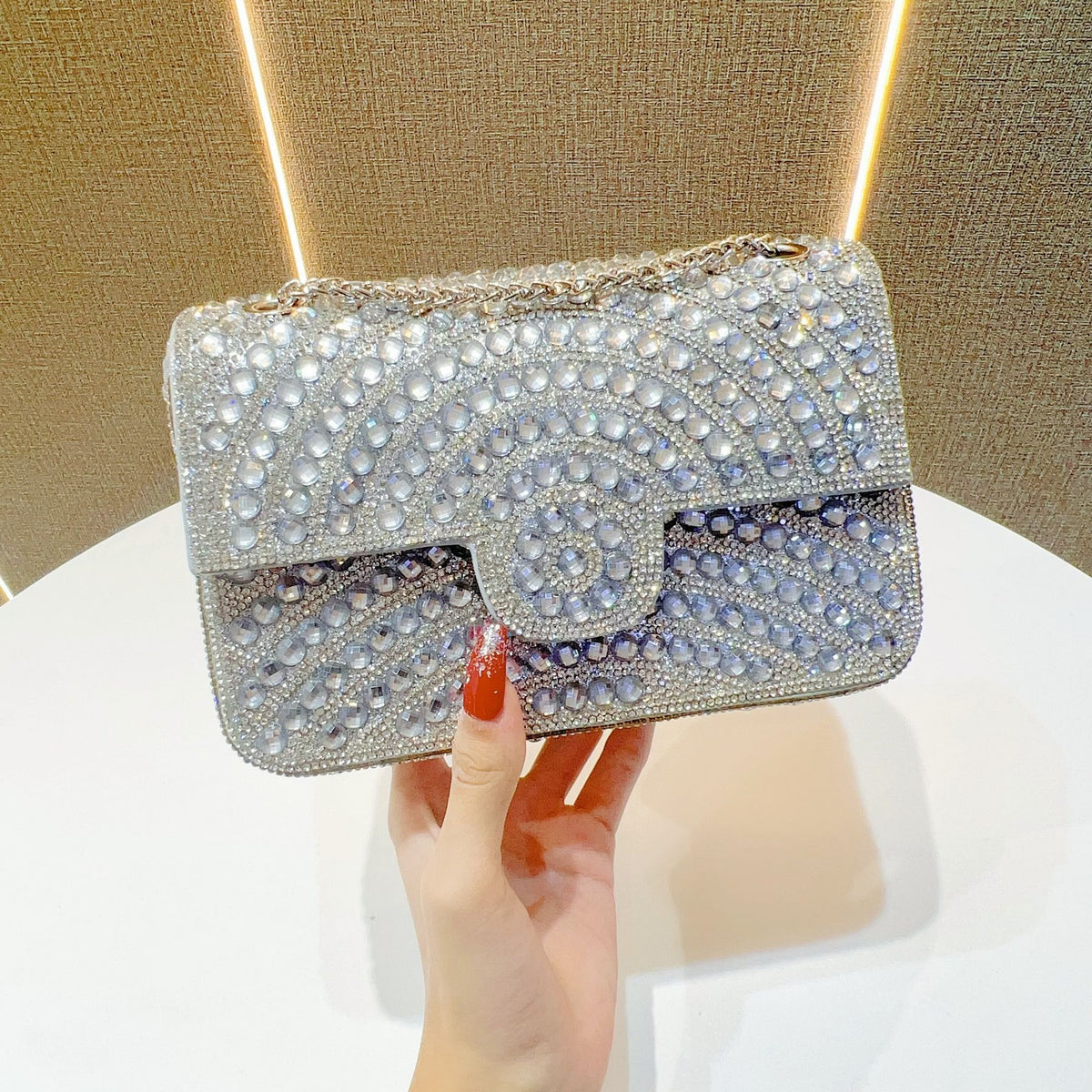 Pearl & Rhinestone Flap Evening Bag