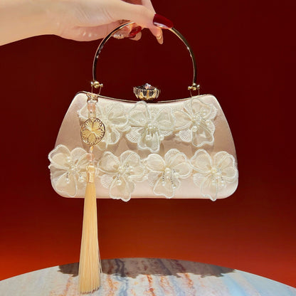 Floral Appliqué Wedding Frame Handbag