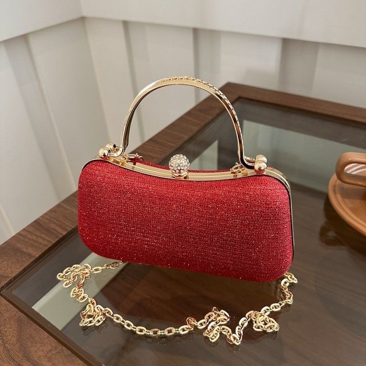 Shimmering Gold-Lock Evening Chain Bag