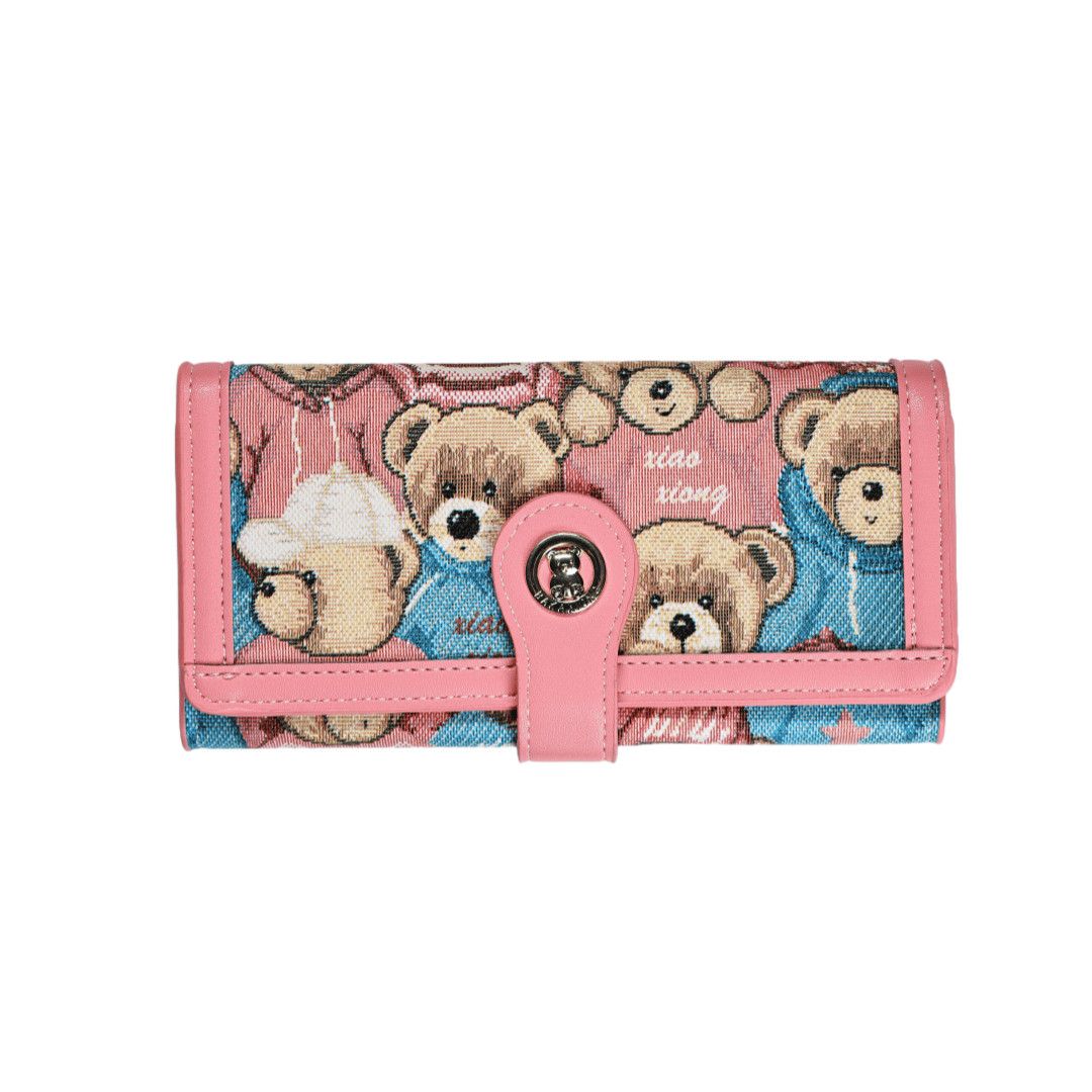 Pink Bear-Print Tri-Fold Wallet - product view 1