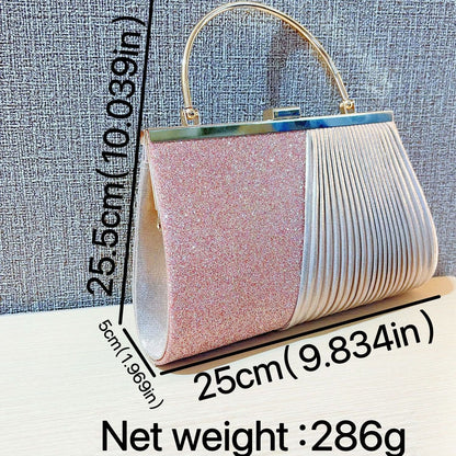 Pleated Metal-Handle Evening Bag