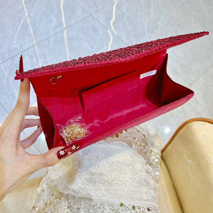 Pleated Glitter Envelope Clutch