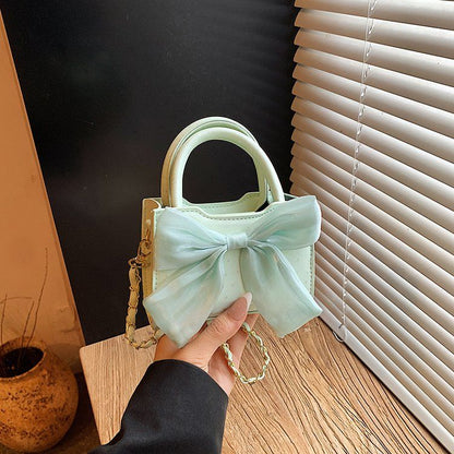 Pink Bow Mini Top-Handle Crossbody Bag