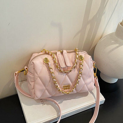 Diamond-Quilted Pillow Bag With Chain Strap