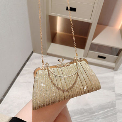 Mini Pleated Rhinestone Top-Handle Bag
