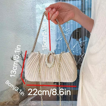 Pleated Satin Teardrop-Accent Handbag