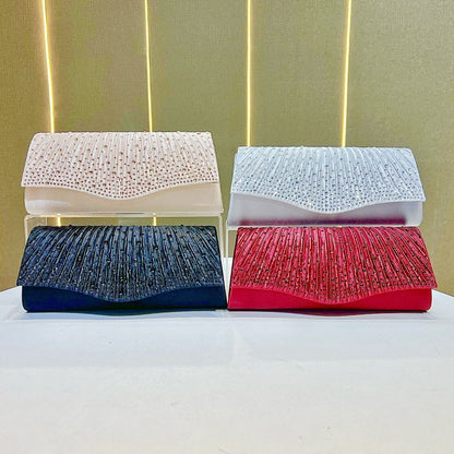 Pleated Glitter Envelope Clutch