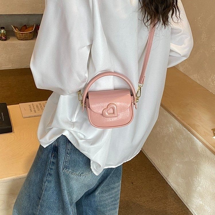 Heart-Buckle Mini Saddle Crossbody Bag