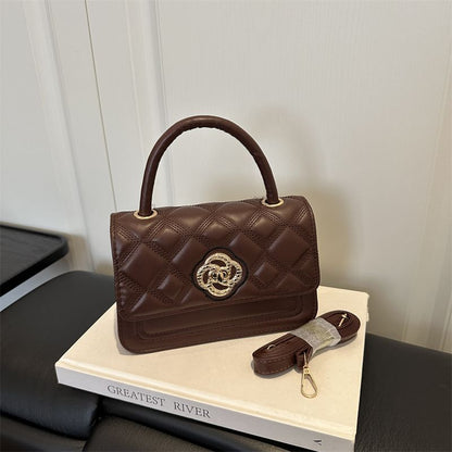 Diamond-Quilted Square Top-Handle Commuter Bag