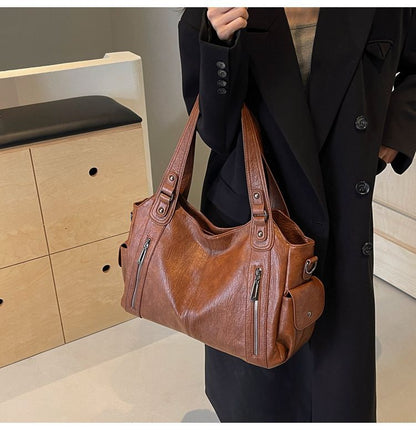 Large-Capacity Retro Commuter Shoulder Tote
