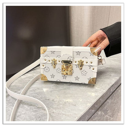 Retro Printed Square Box Crossbody Bag