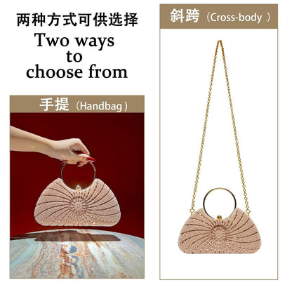 Spiral Beaded Ring-Handle Evening Bag